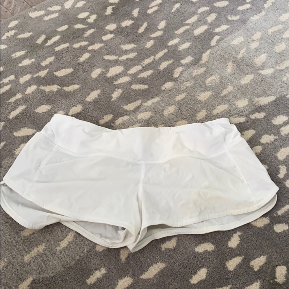 White Lululemon Speed Shorts